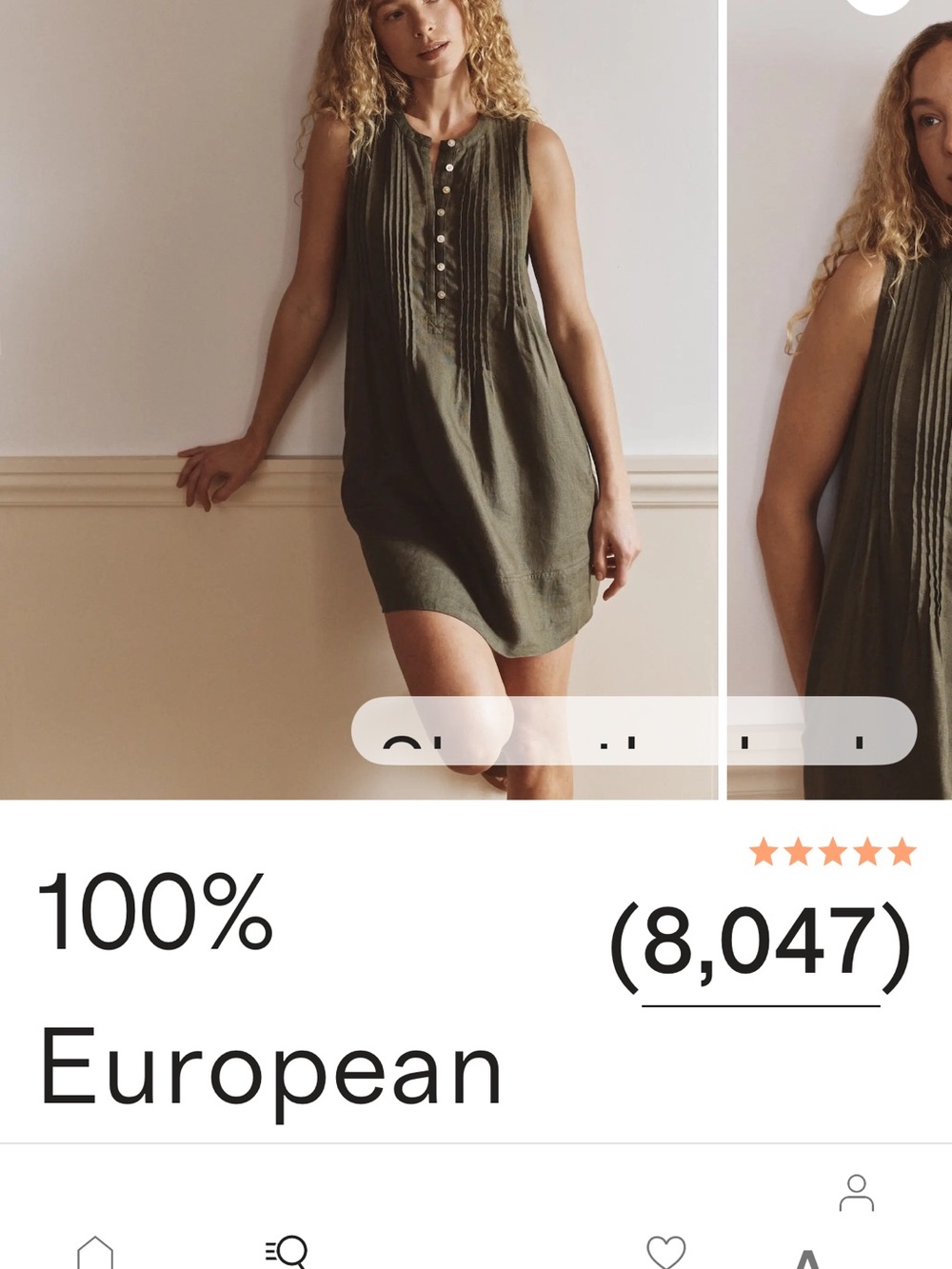 Quince Olive Sleeveless Linen Pintuck Shift Dress - Picture 4 of 5